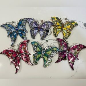 Bradford Edition Silken Wings Heirloom Porcelain Butterfly Ornament Set Of 6